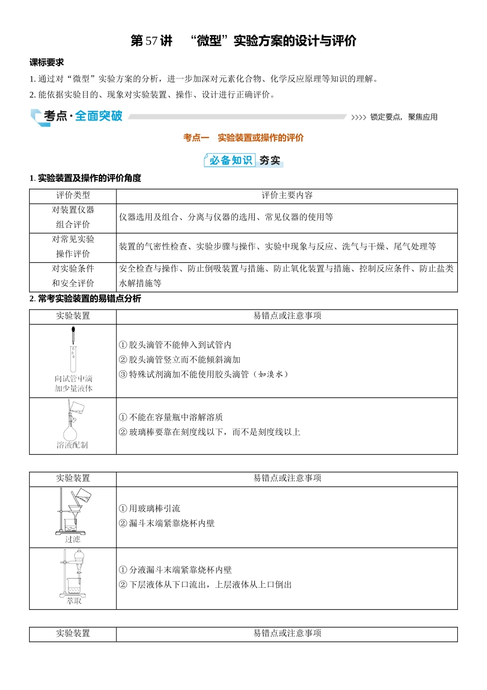 2026三维设计一轮总复习高中化学-第57讲　“微型”实验方案的设计与评价.docx_第1页