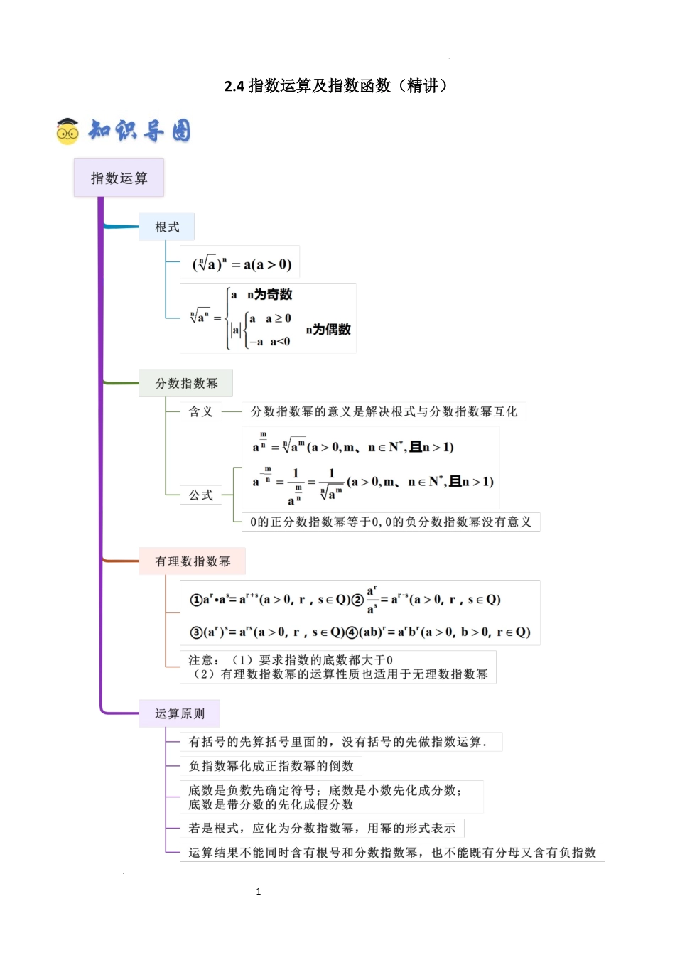 2026一轮复习一隅三反数学-2.4 指数运算及其指数函数（精讲）（解析版）.docx_第1页