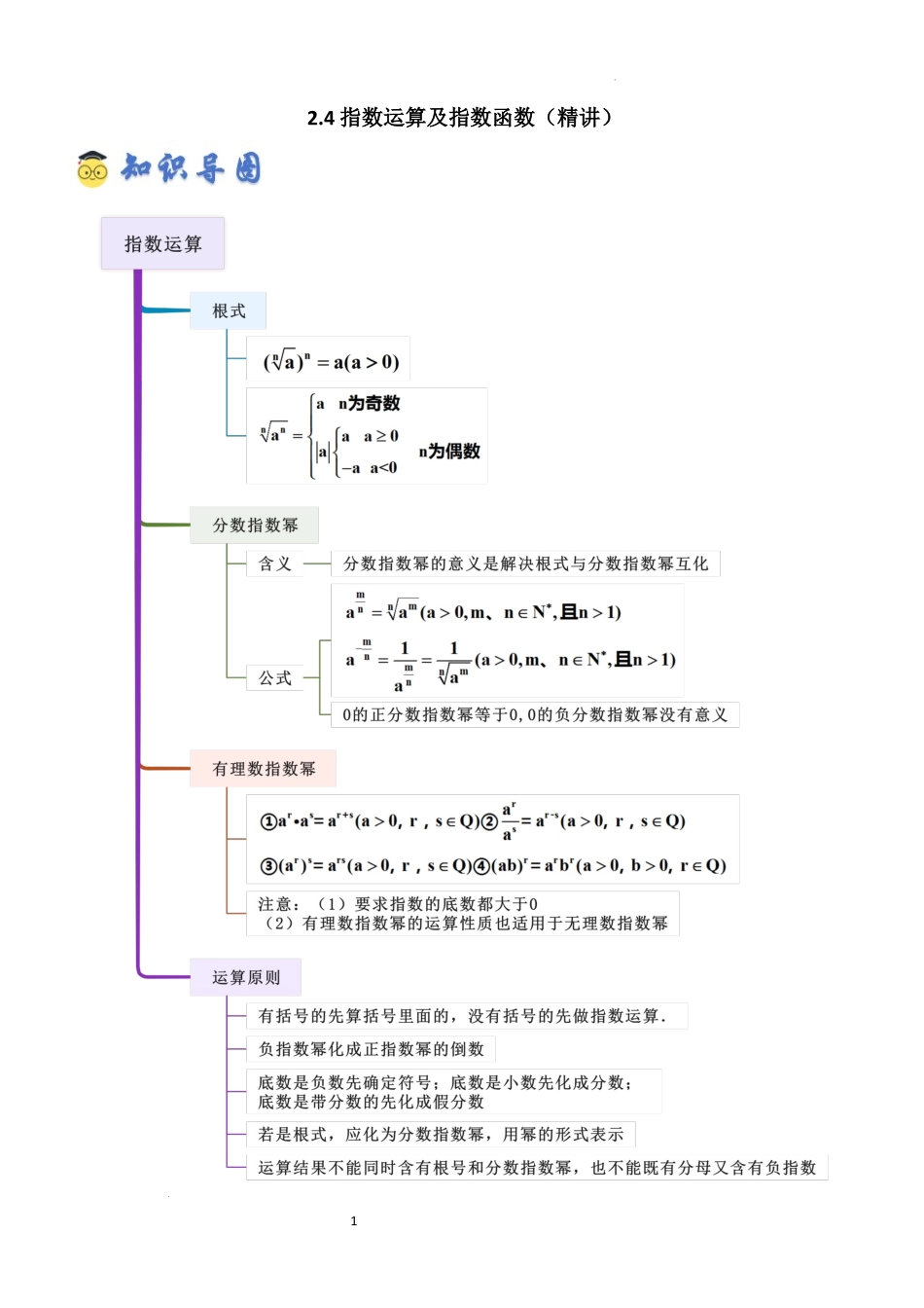 2026一轮复习一隅三反数学-2.4 指数运算及其指数函数（精讲）（原卷版）.docx_第1页