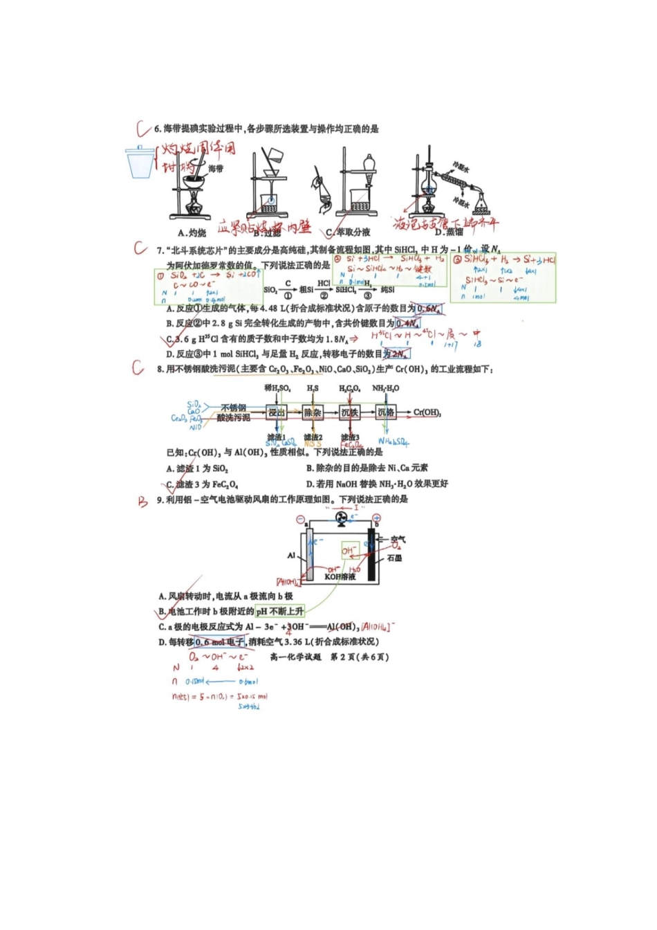 【化学试卷解析】(手写版)【福建卷】【高一下期末考】福建省厦门市2024-2025学年第二学期高一年级期末质量检测(7.4-7.8).pdf_第2页