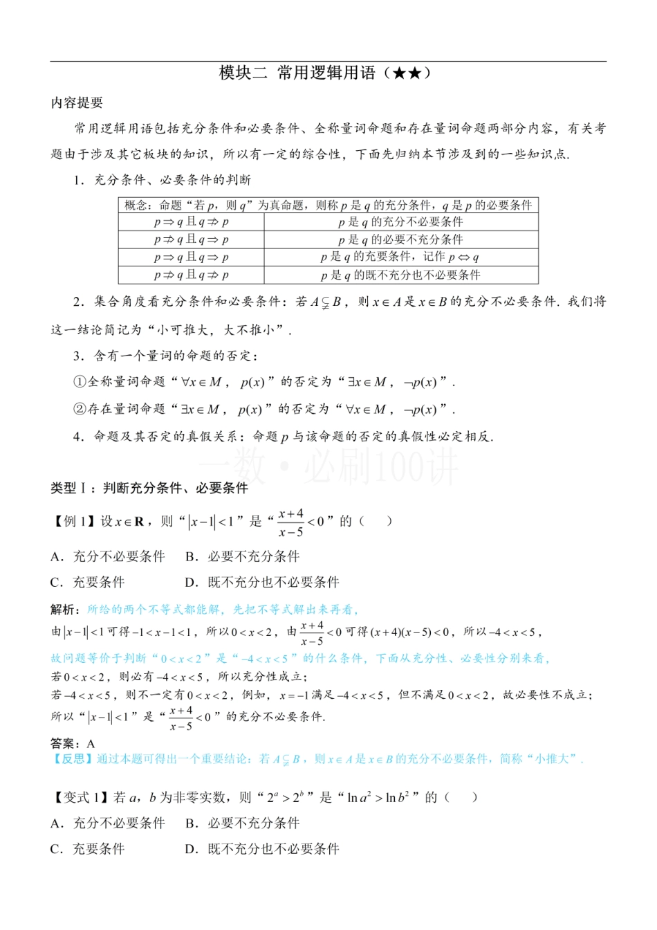 2026一轮数学教辅电子版-第1节 常用逻辑用语（方法册+习题册）.pdf_第1页