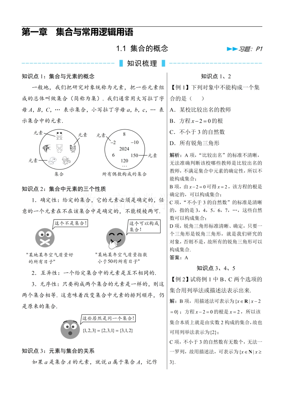 2026一轮数学教辅电子版-第1节 集合的概念（方法册+习题册）.pdf_第1页