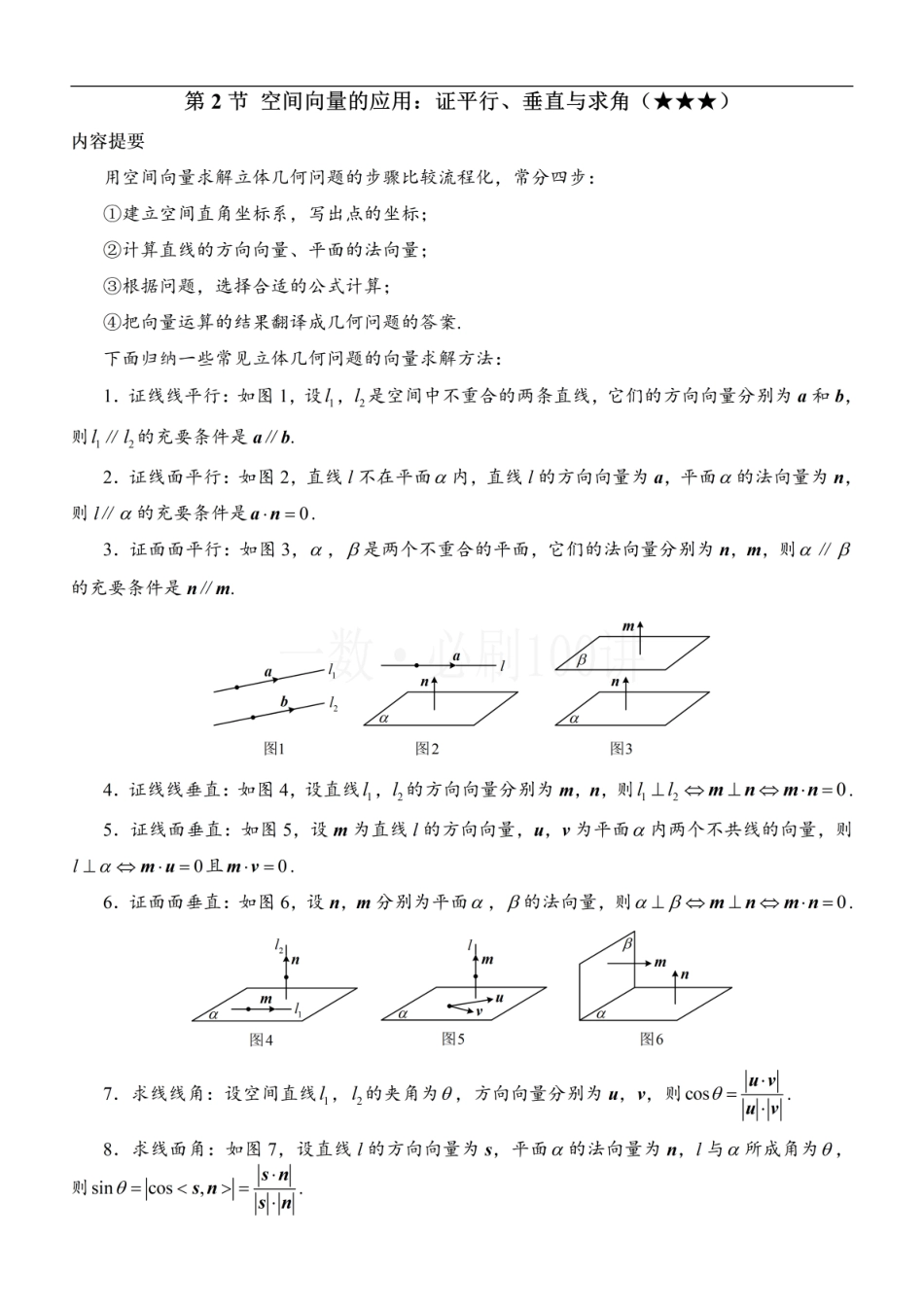 2026一轮数学教辅电子版-第2节 空间向量的应用：证平行、垂直与求角（方法册+习题册）.pdf_第1页