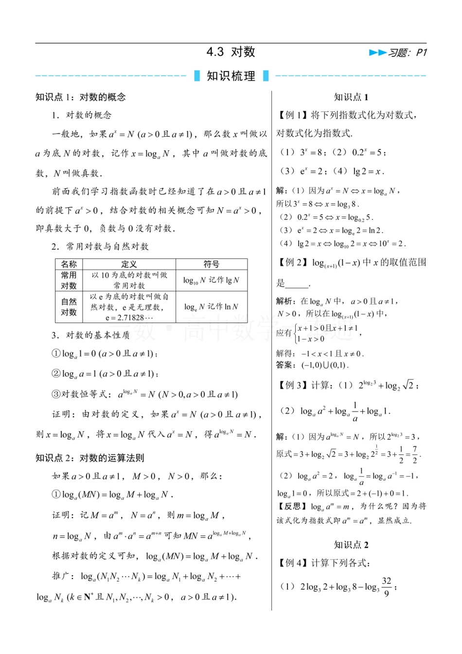 2026一轮数学教辅电子版-第3节 对数（方法册+习题册）.pdf_第1页