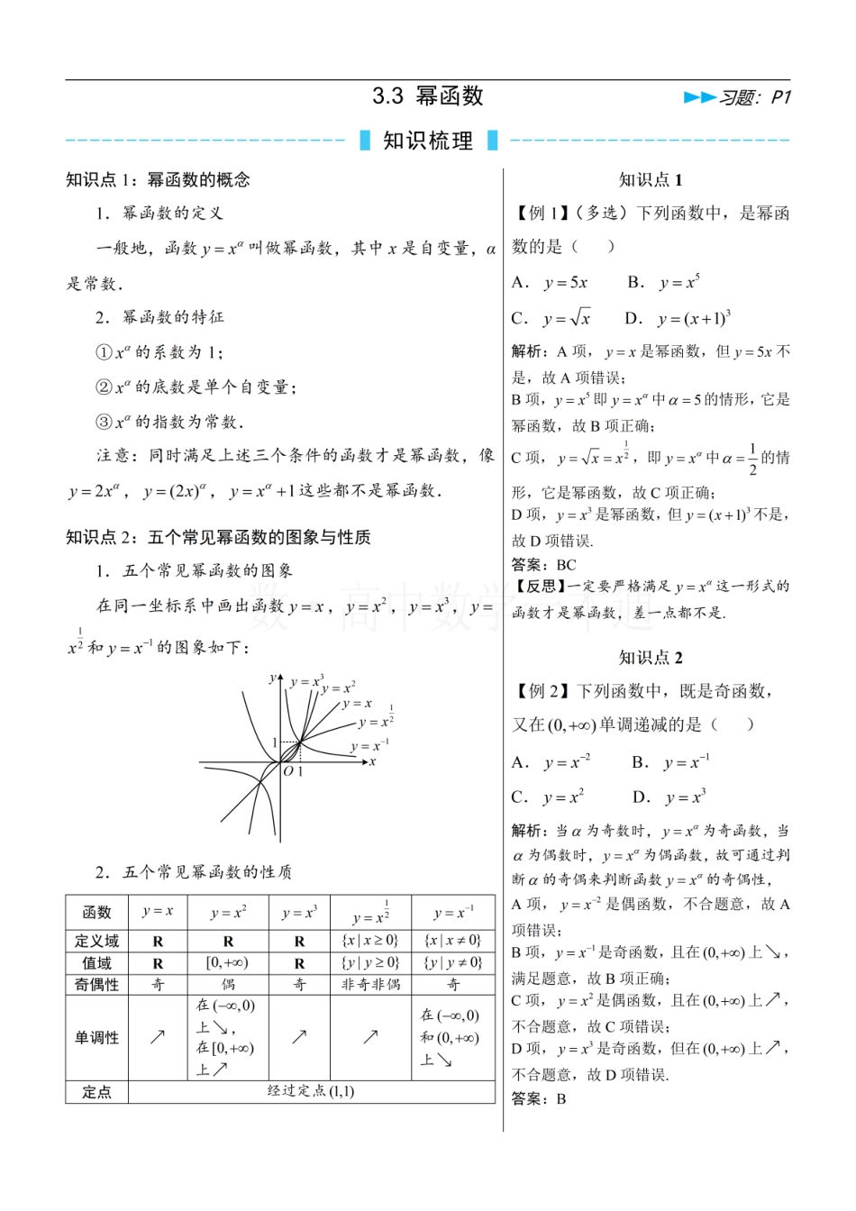 2026一轮数学教辅电子版-第6节 幂函数（方法册+习题册）.pdf_第1页