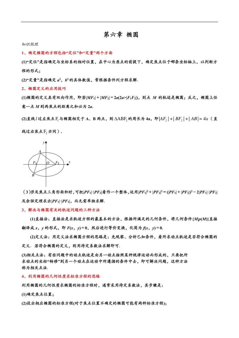 邦达数学选修一讲义高一升高二暑假-第六章 椭圆（解析版）.pdf_第1页