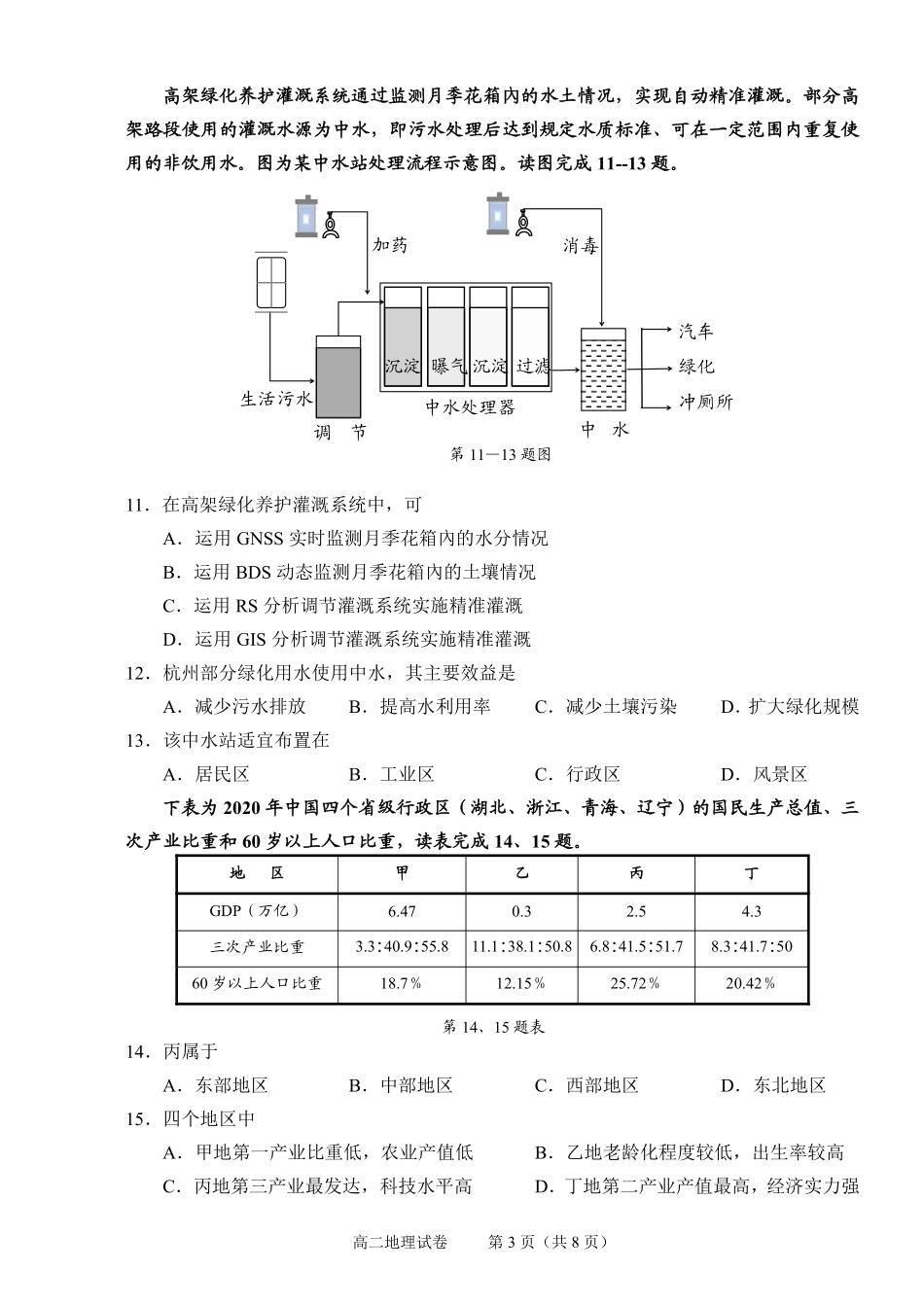 地理试题卷｜2506绍兴高二下期末统考【浙江卷】【高一下期末考】浙江省绍兴市2024学年第二学期高中高二年级期末调测（6.25-6.27）.pdf_第3页