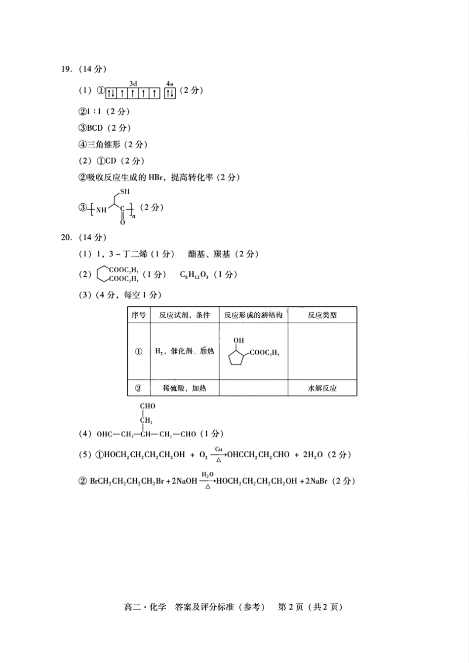 化学试卷答案及评分标准(参考)【广东卷】【高二下期末考】广东省肇庆市2024-2025学年第二学期高二年级期末教学质量检测(7.7-7.9).pdf_第2页