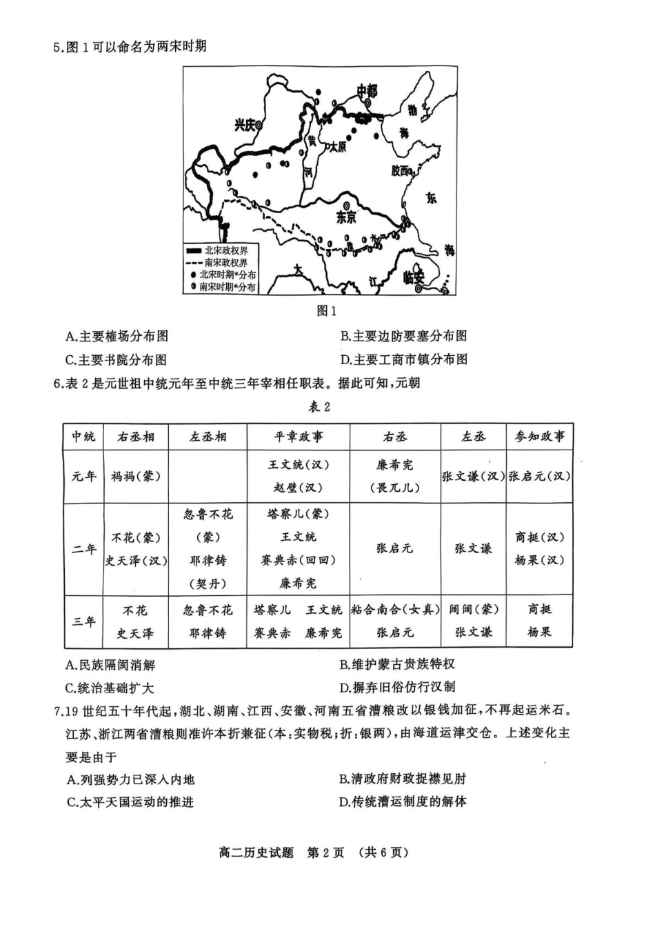 历史试卷【山东卷】【高二下期末考】​山东省2025年7月济南市高二期末学习质量检测((7.7-7.9).pdf_第2页