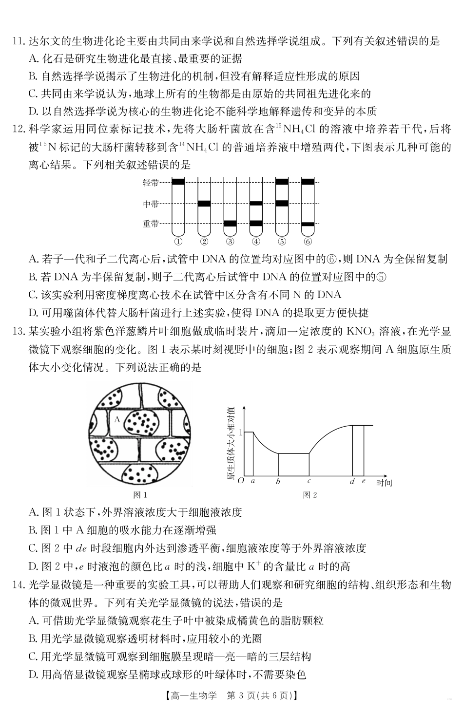 山西省2024-2025学年高一下学期期末考试生物.pdf_第3页