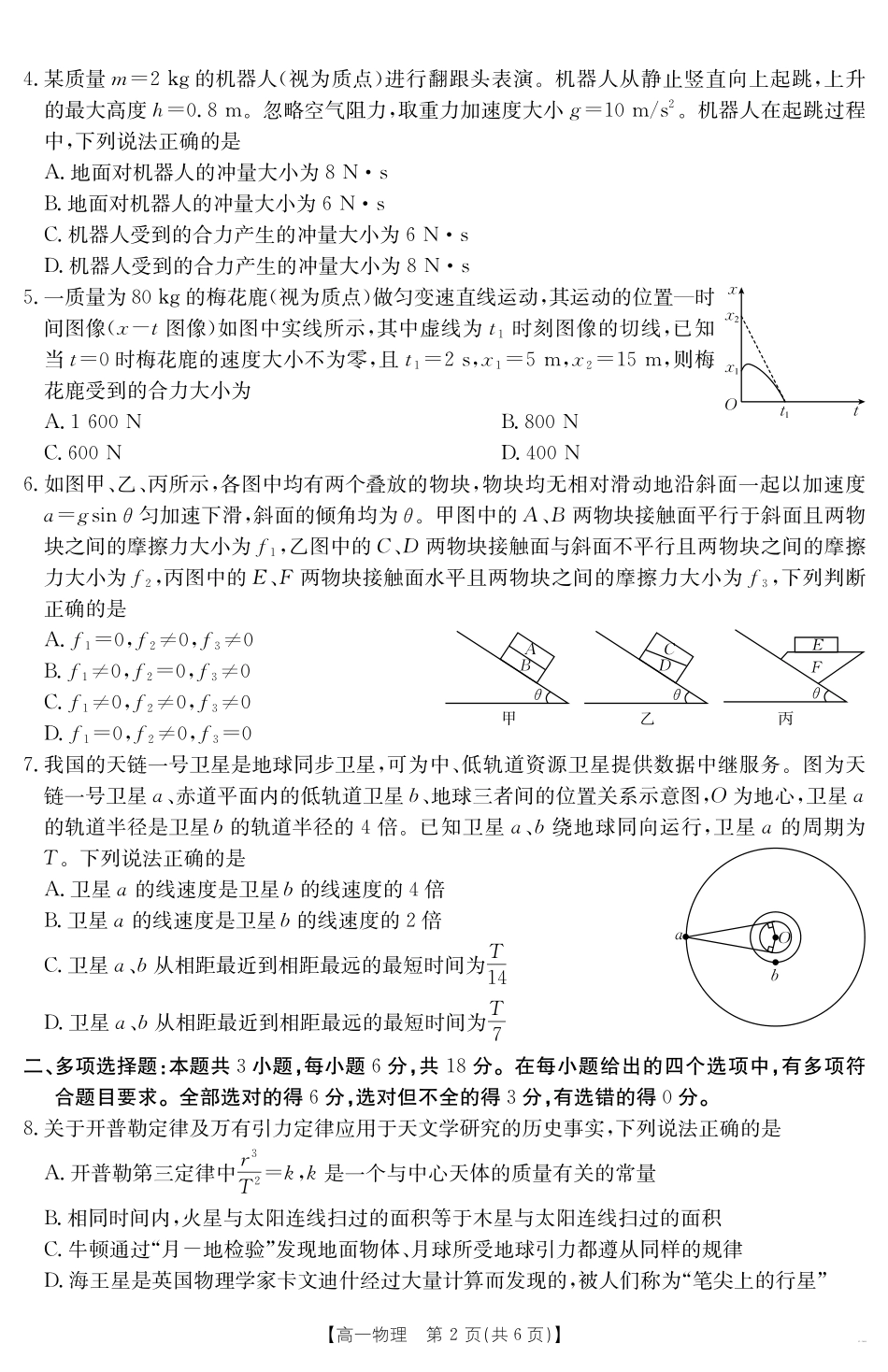 山西省2024-2025学年高一下学期期末考试物理.pdf_第2页