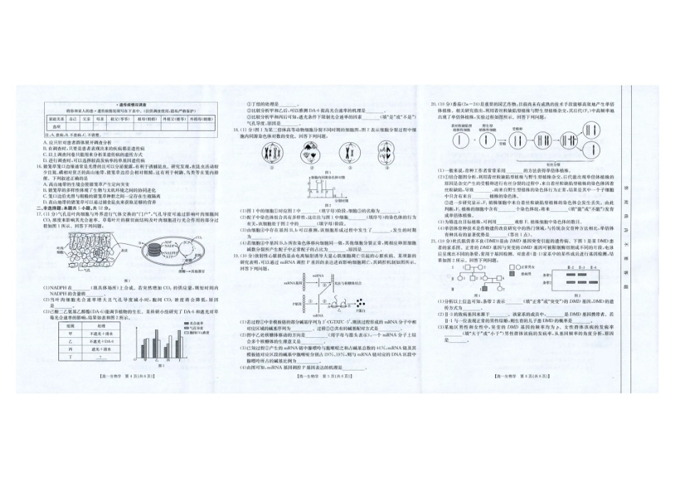 生物试卷【云南卷】【高一下期末考】云南省金太阳临沧市2024-2025学年下学期高一期末质量测试（25-582A）（7.4-7.5）.pdf_第2页