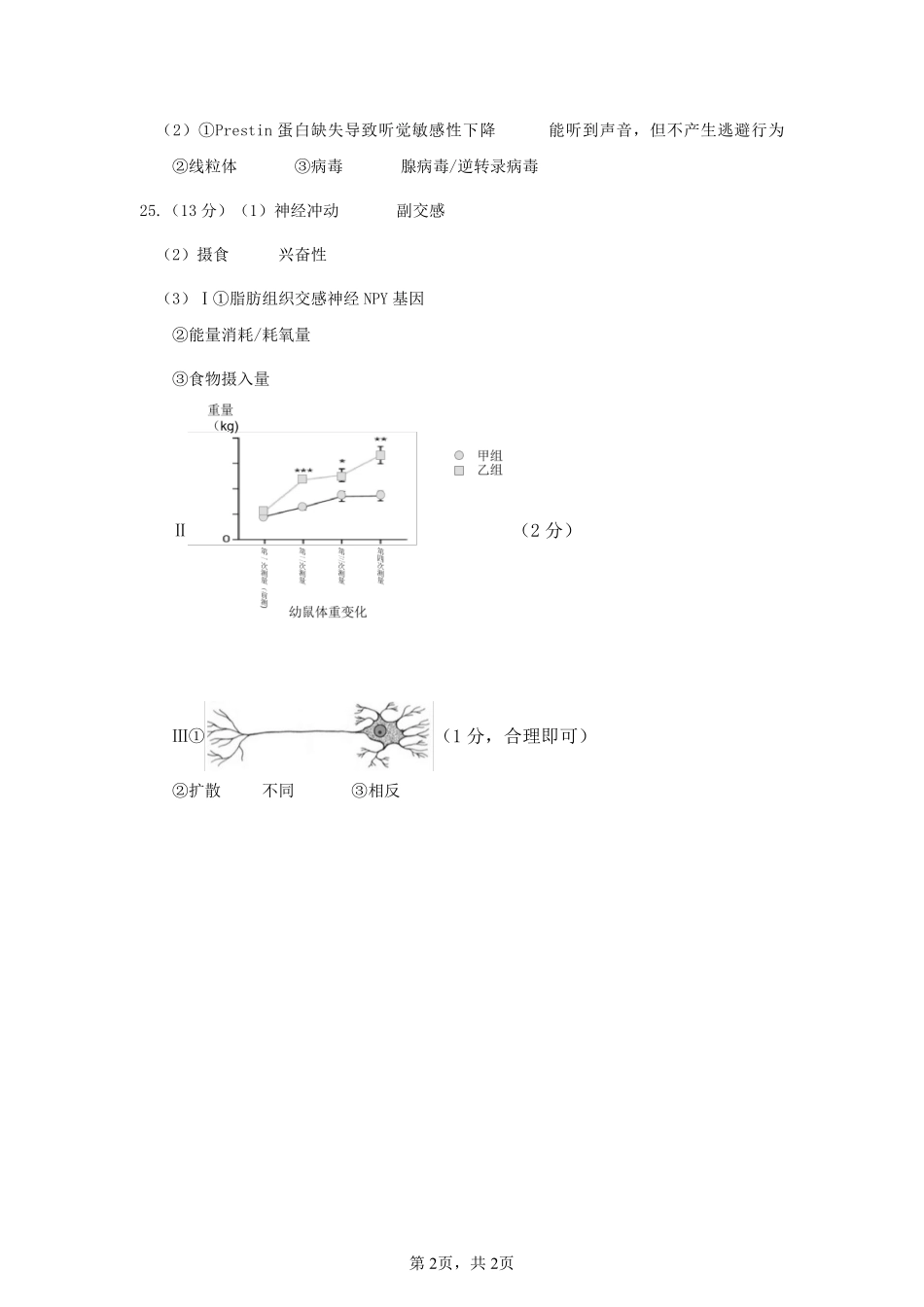生物试题卷｜金华十校高二下期末统考答案【浙江卷】【高二下期末考】浙江省金华十校2024-2025学年第二学期高二年级期末调研考试（6.30-7.2）.pdf_第2页