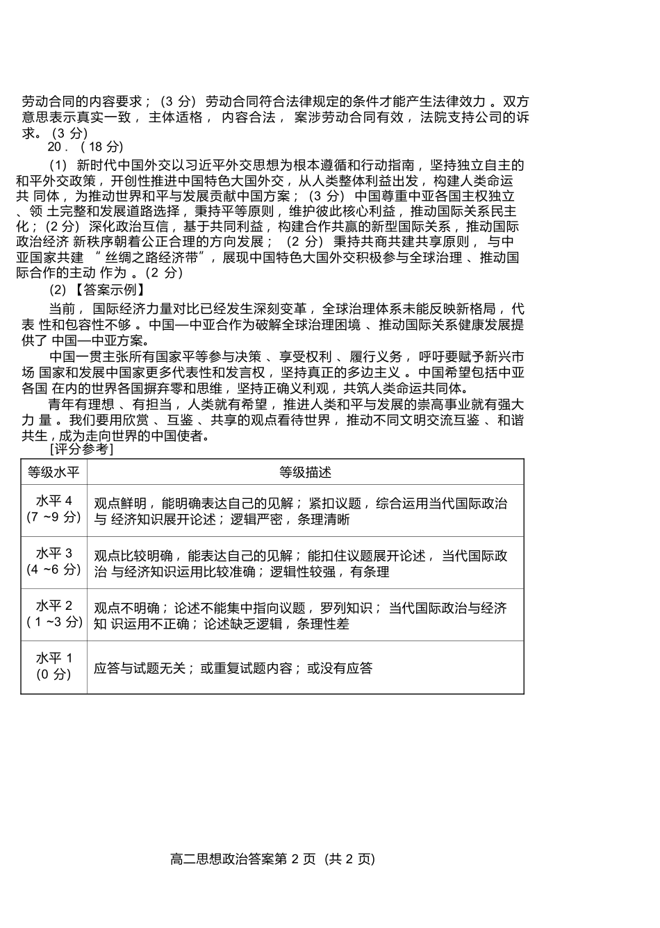 政治试卷(高二下期末考7.8-7.10)答案【山东卷】【高二下期末考】山东省潍坊市2026届高二阶段性调研监测（高二下学期期末）(7.8-70.10).docx_第2页
