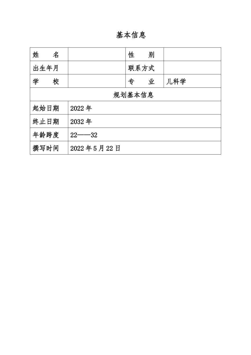 1儿科学专业-大学生职业规划书.docx_第2页