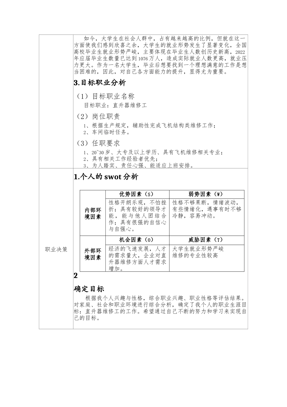 1通用航空器直升器维修专业-大学生职业生涯规划书.docx_第3页