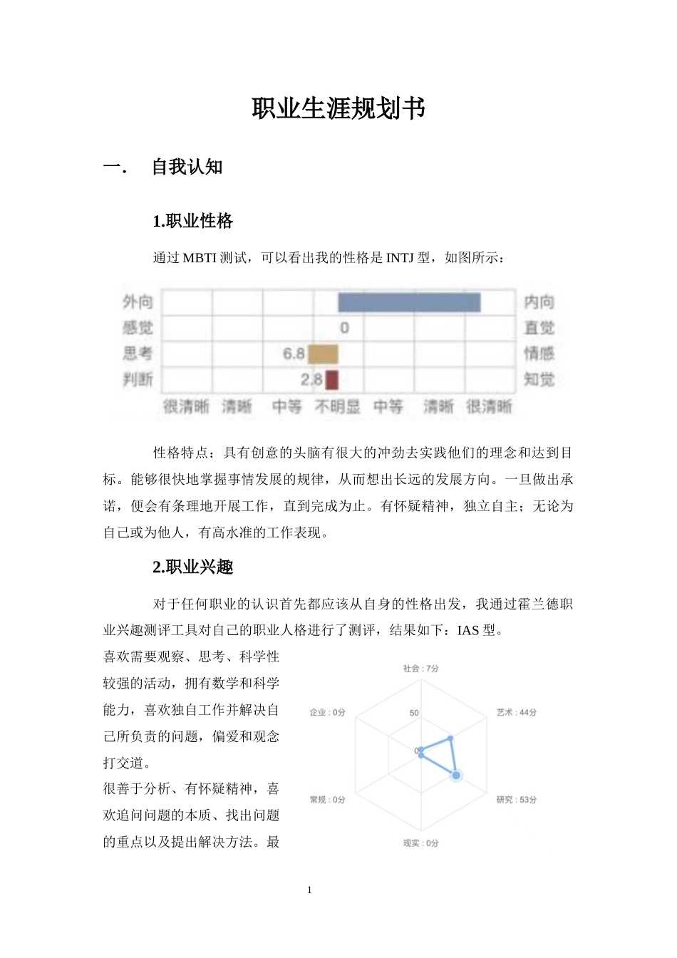 1金融学专业-大学生职业生涯规划书2.docx_第1页