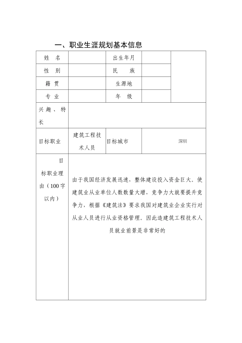 1装配式建筑构件智能制造技术专业-大学生职业生涯规划书.docx_第2页