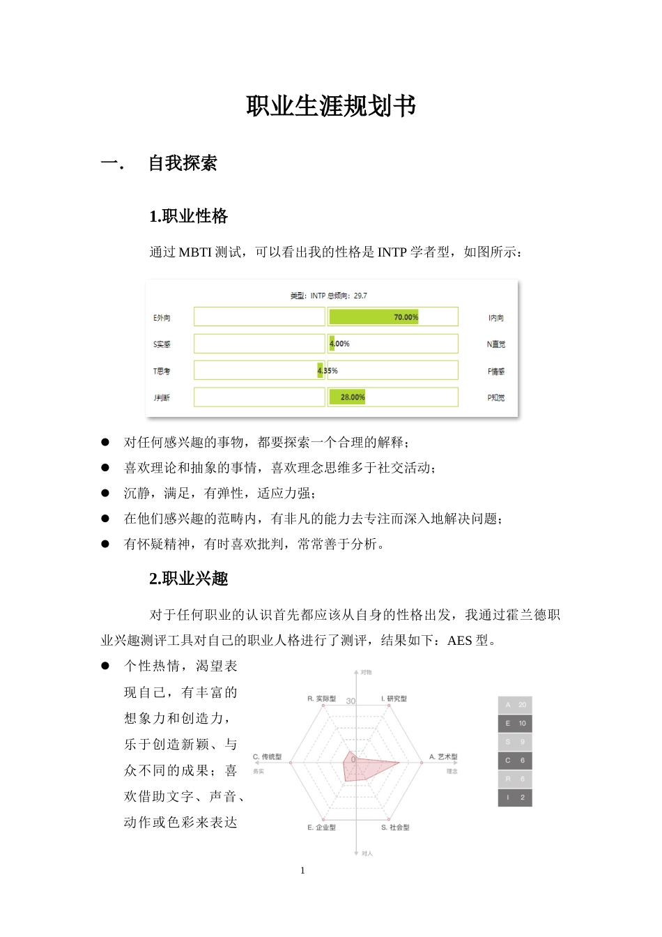 1汉语言文学专业-大学生职业规划书(2).docx_第1页