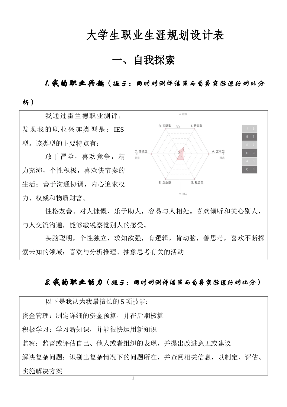 1化工与制药专业-大学生职业生涯规划书.docx_第1页