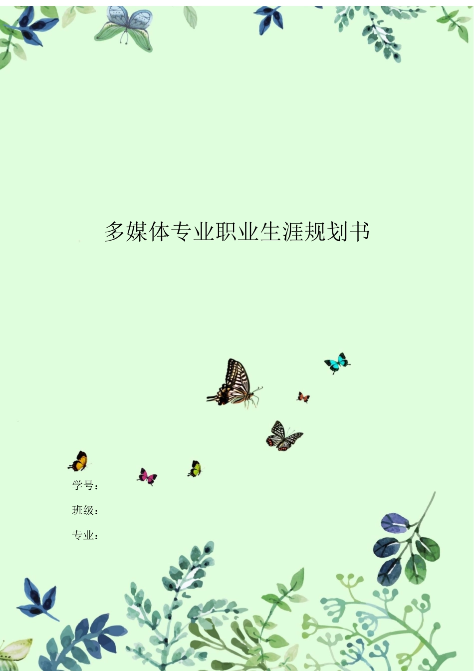 1多媒体专业专业-大学生职业规划书.docx_第1页