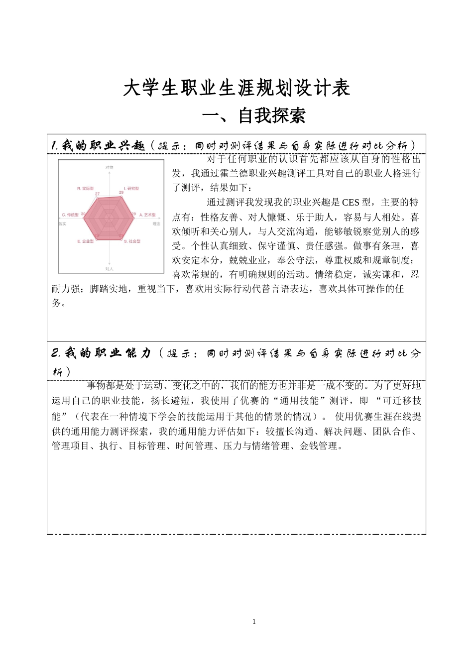 1机械工程专业-大学生职业生涯规划书.doc_第1页