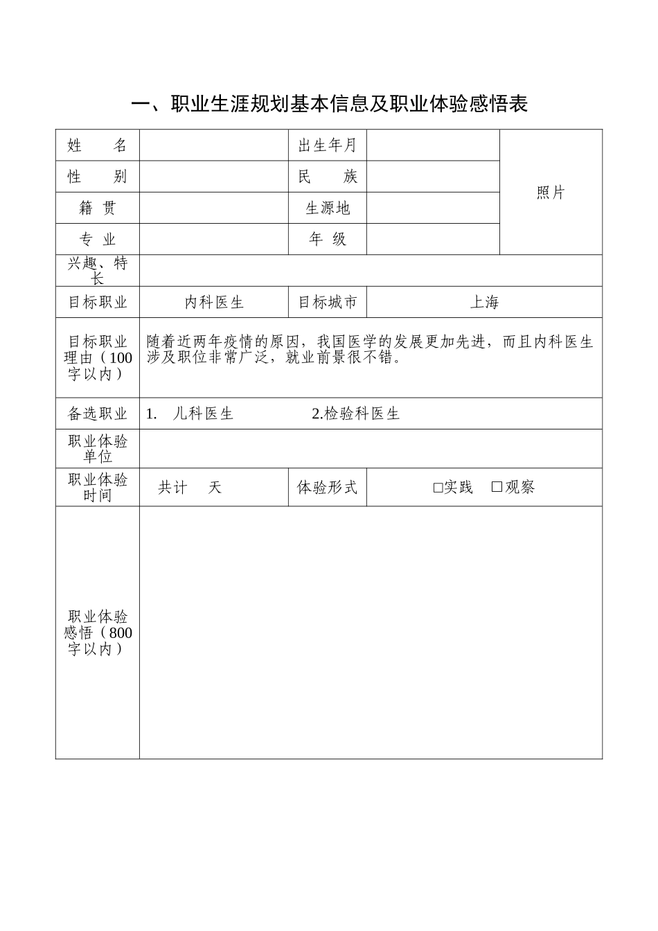 临床医学专业-大学生职业生涯规划书.doc_第2页