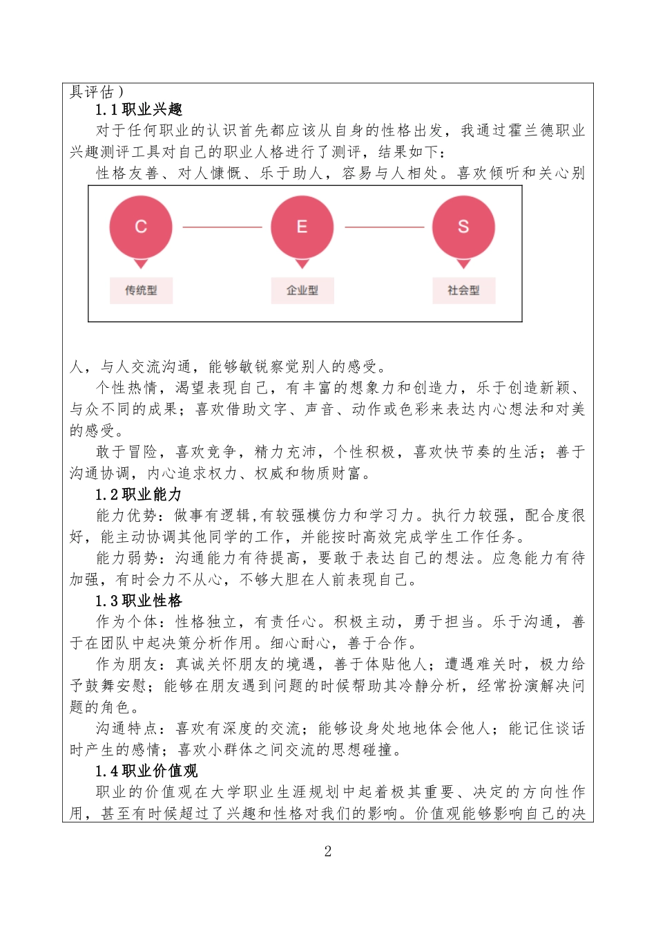 1学前教育专业-大学生职业生涯规划书3(1).doc_第2页