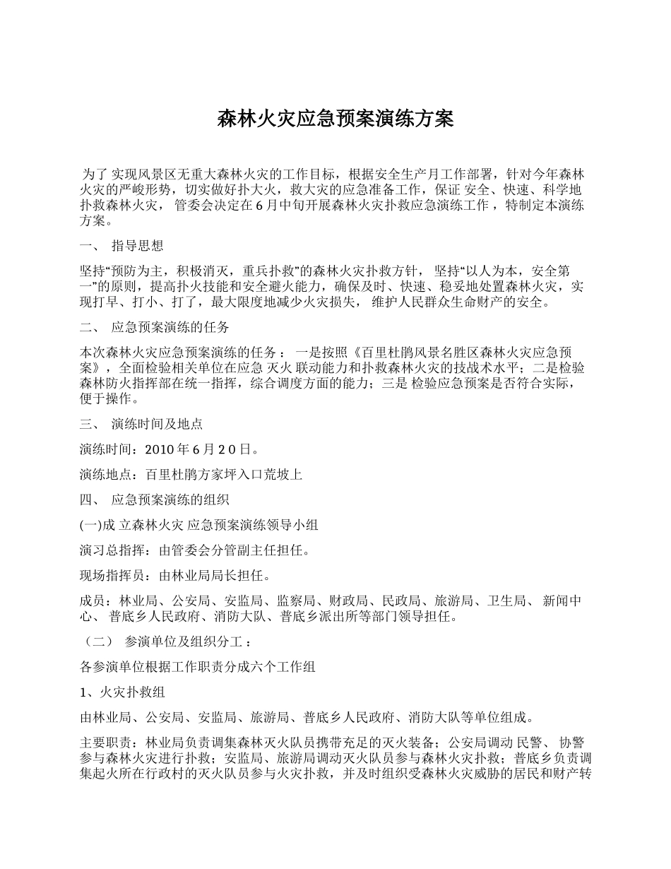 【演练方案】森林火灾应急预案演练方案.docx_第1页