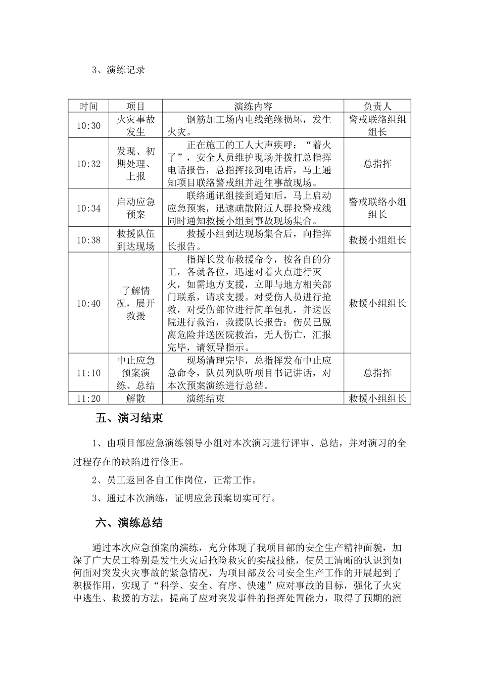 【总结报告】项目部火灾事故应急演练记录及总结.docx_第2页