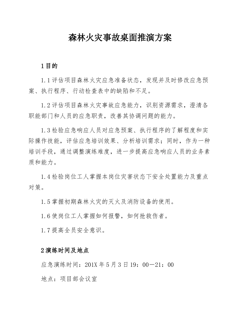 【桌面推演】森林火灾事故桌面推演方案.docx_第1页
