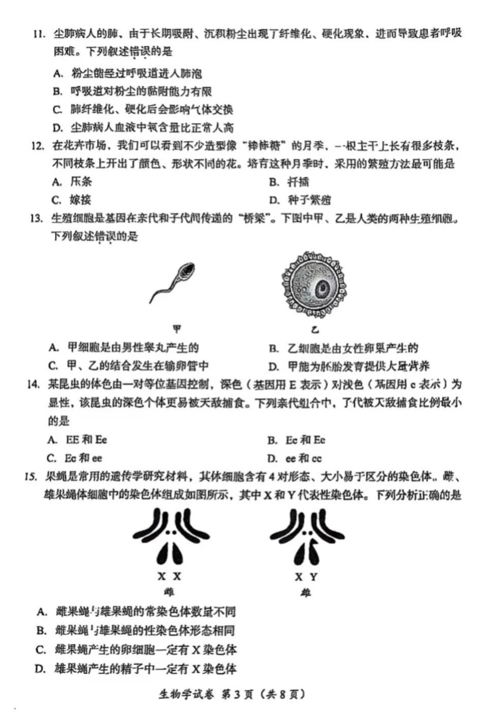 2025成都中考生物真题及答案解析.pdf_第3页