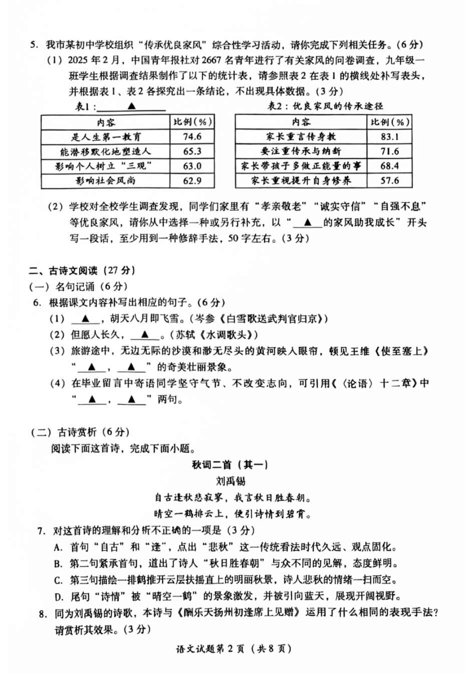 2025泸州市中考语文真题.pdf_第2页
