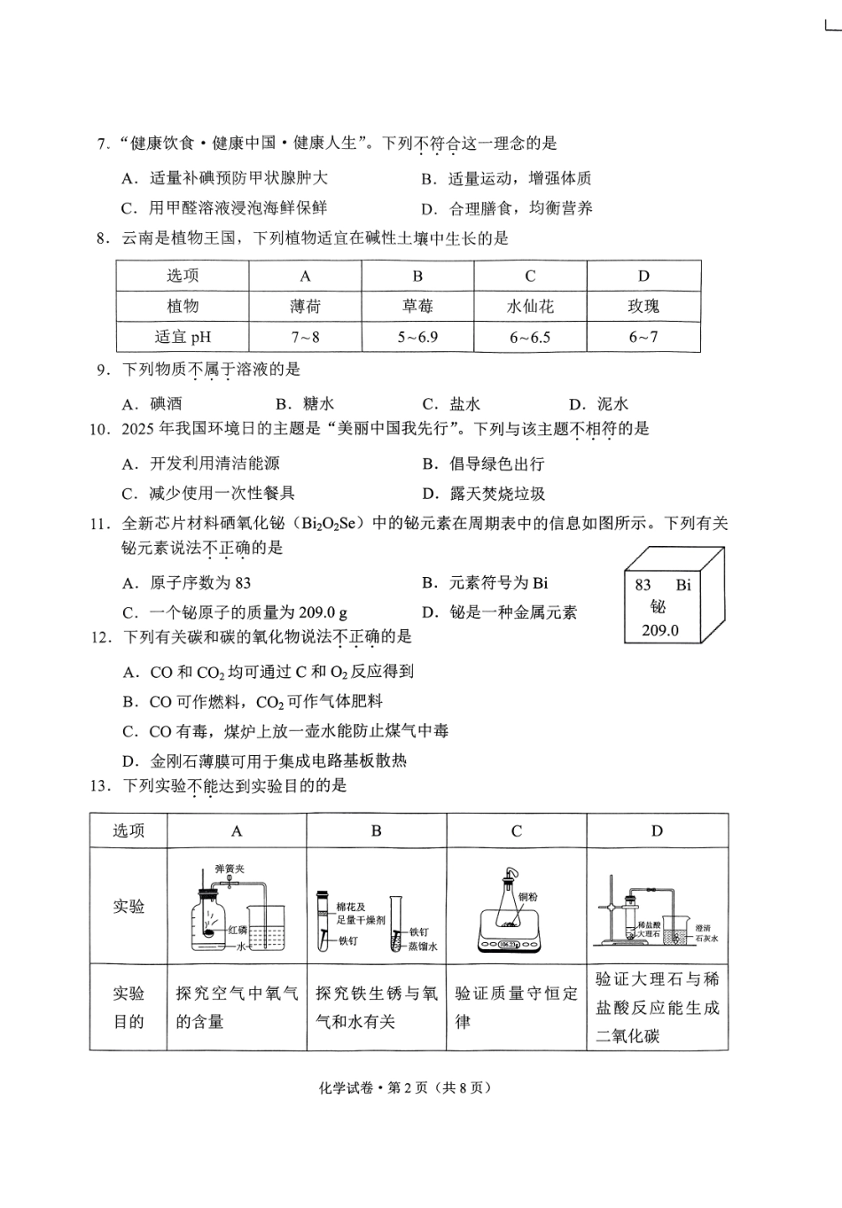 2025云南省中考化学试题.pdf_第2页