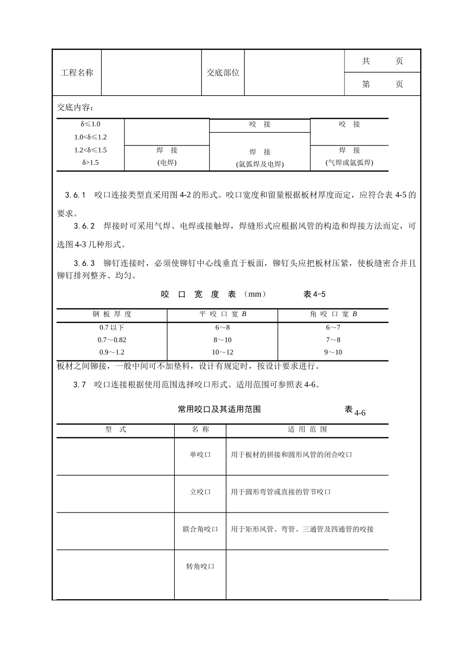 全套建筑工程、安装工程施工技术交底及安全交底-001_金属风管制作工艺.doc_第3页