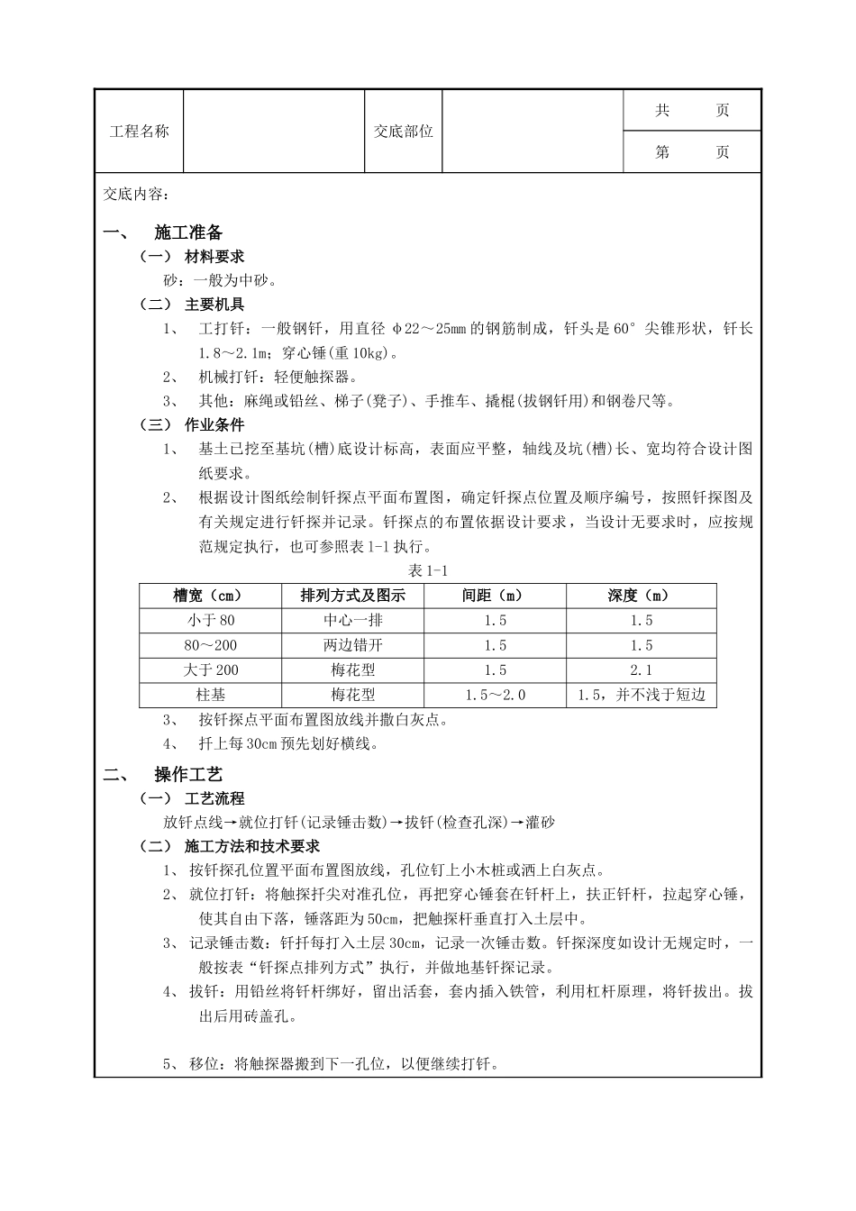 全套建筑工程、安装工程施工技术交底及安全交底-01基土钎探工程.doc_第1页