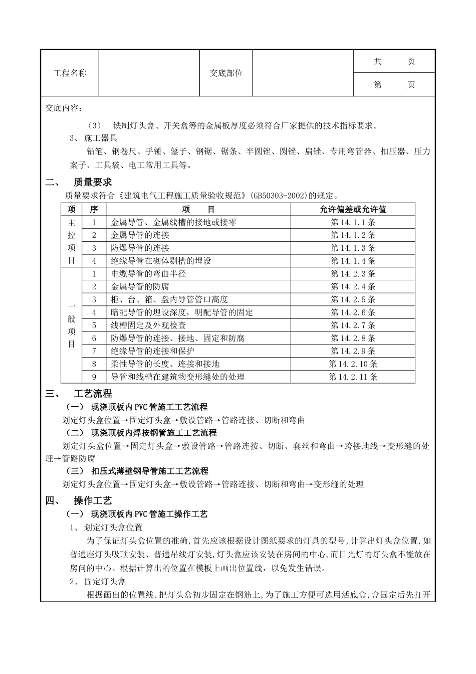 全套建筑工程、安装工程施工技术交底及安全交底-02现浇顶板内管路敷设工程.doc_第2页
