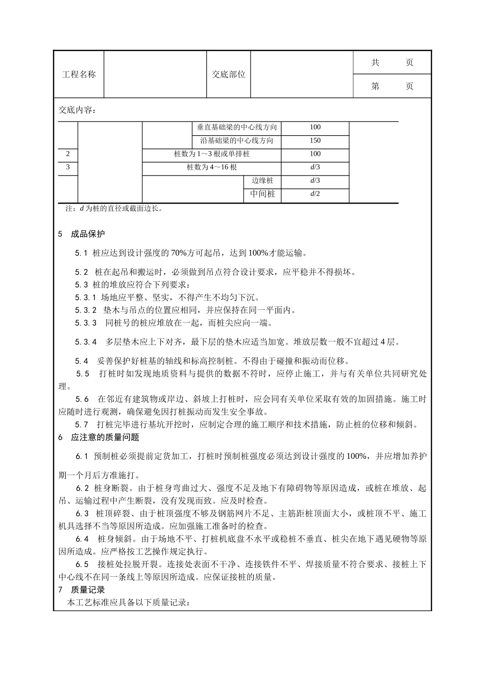 全套建筑工程、安装工程施工技术交底及安全交底-003_钢筋混凝土预制桩打桩施工 工艺.doc_第3页