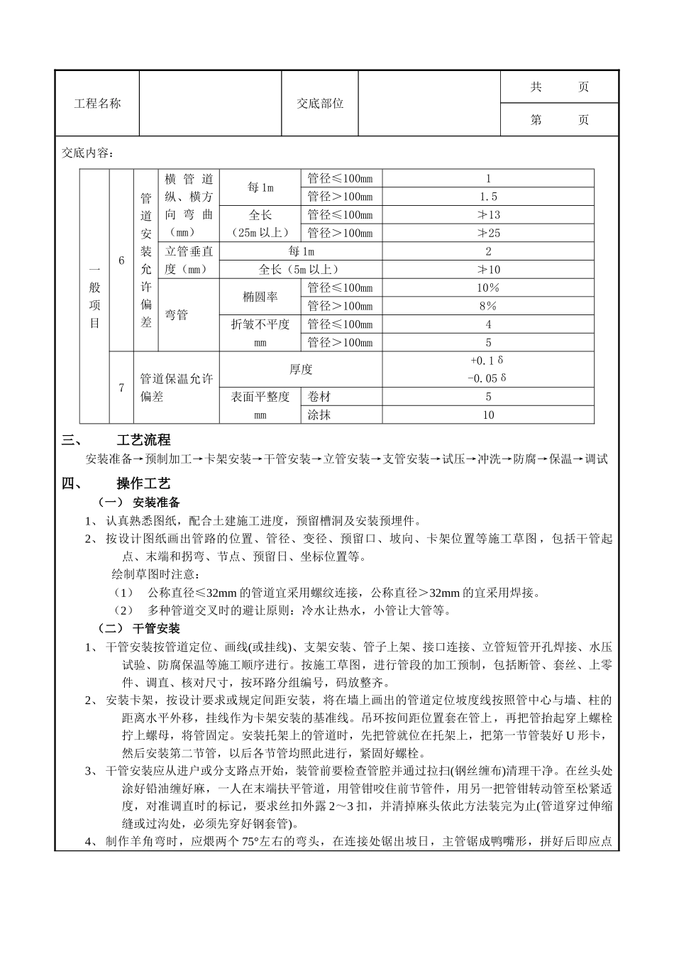全套建筑工程、安装工程施工技术交底及安全交底-03室内采暖管道安装工程.doc_第2页