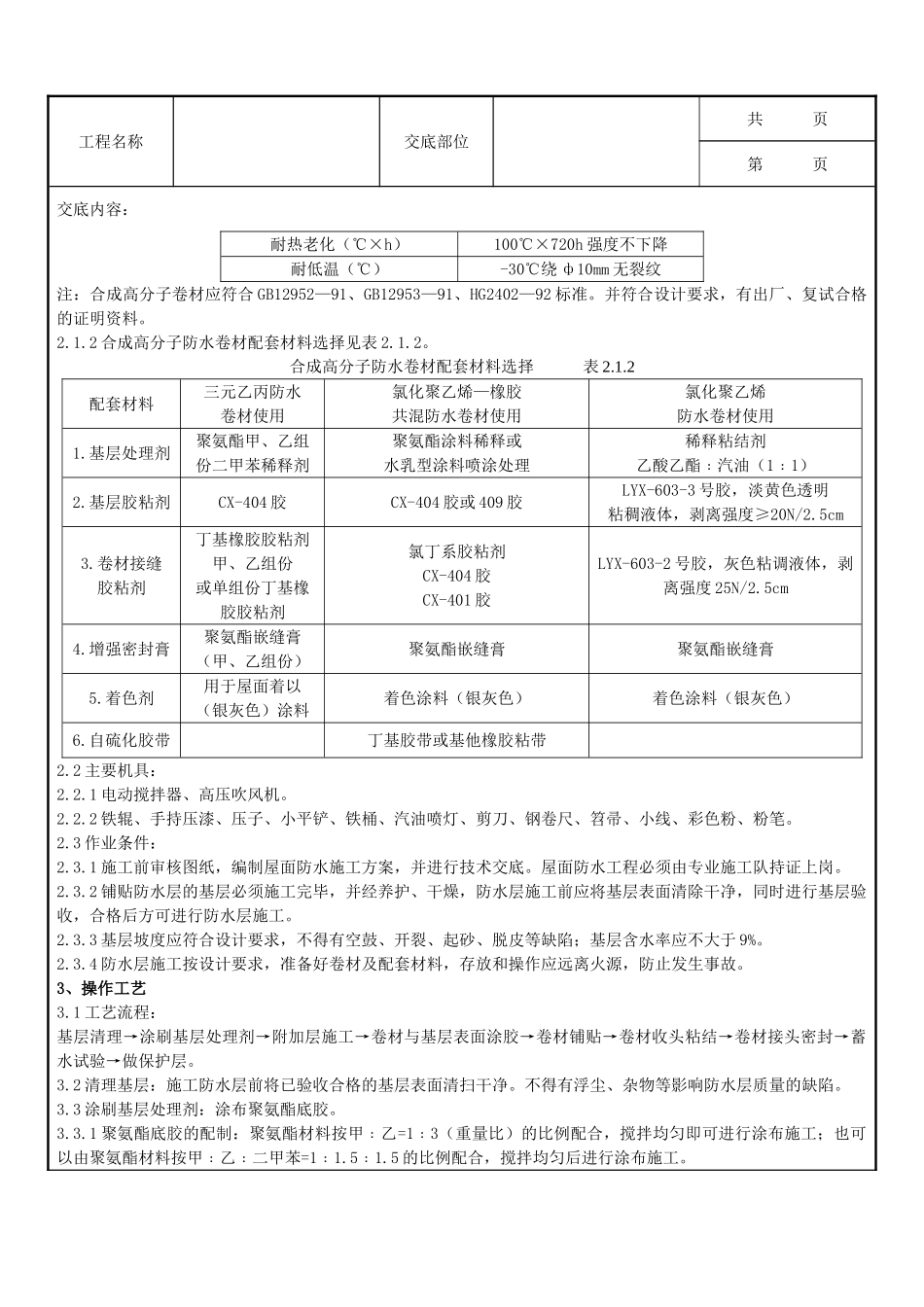 全套建筑工程、安装工程施工技术交底及安全交底-04 合成高分子卷材屋面防水层分项工程质量管理.doc_第2页