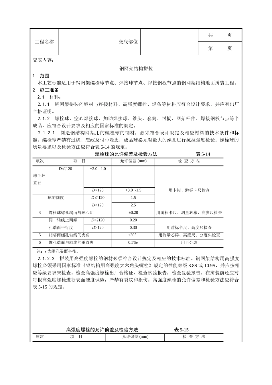 全套建筑工程、安装工程施工技术交底及安全交底-006_钢网架结构拼装工艺.doc_第1页