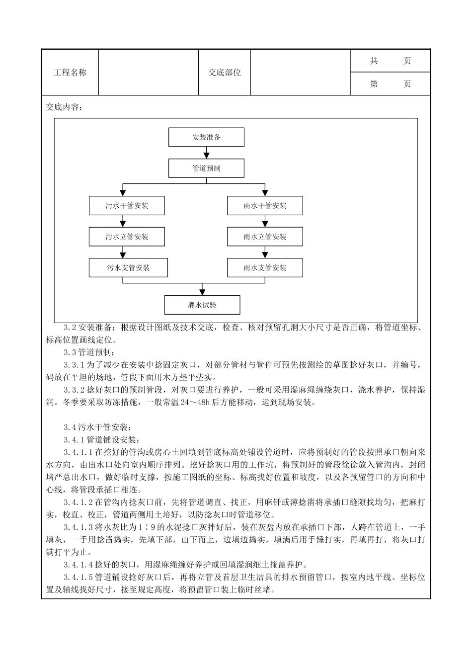 全套建筑工程、安装工程施工技术交底及安全交底-08-1 室内铸铁排水管道安装质量管理.doc_第2页