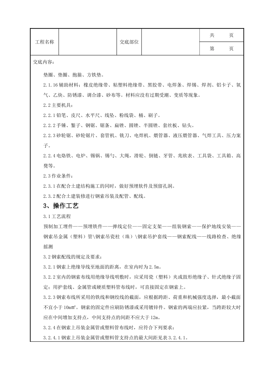 全套建筑工程、安装工程施工技术交底及安全交底-09-2 钢索配管、配线质量管理.doc_第2页