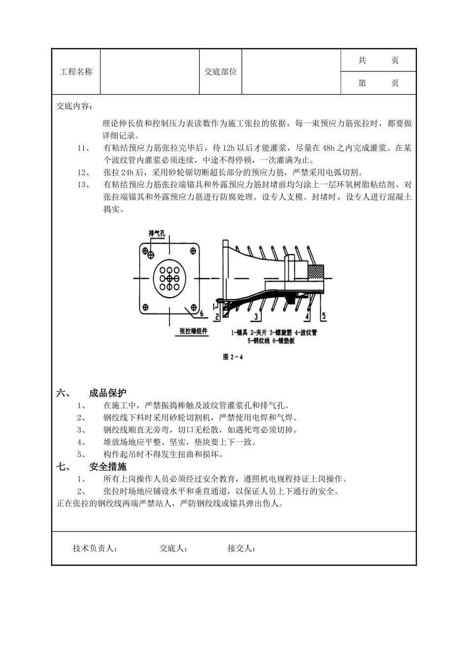 全套建筑工程、安装工程施工技术交底及安全交底-09有粘结预应力工程.doc_第2页