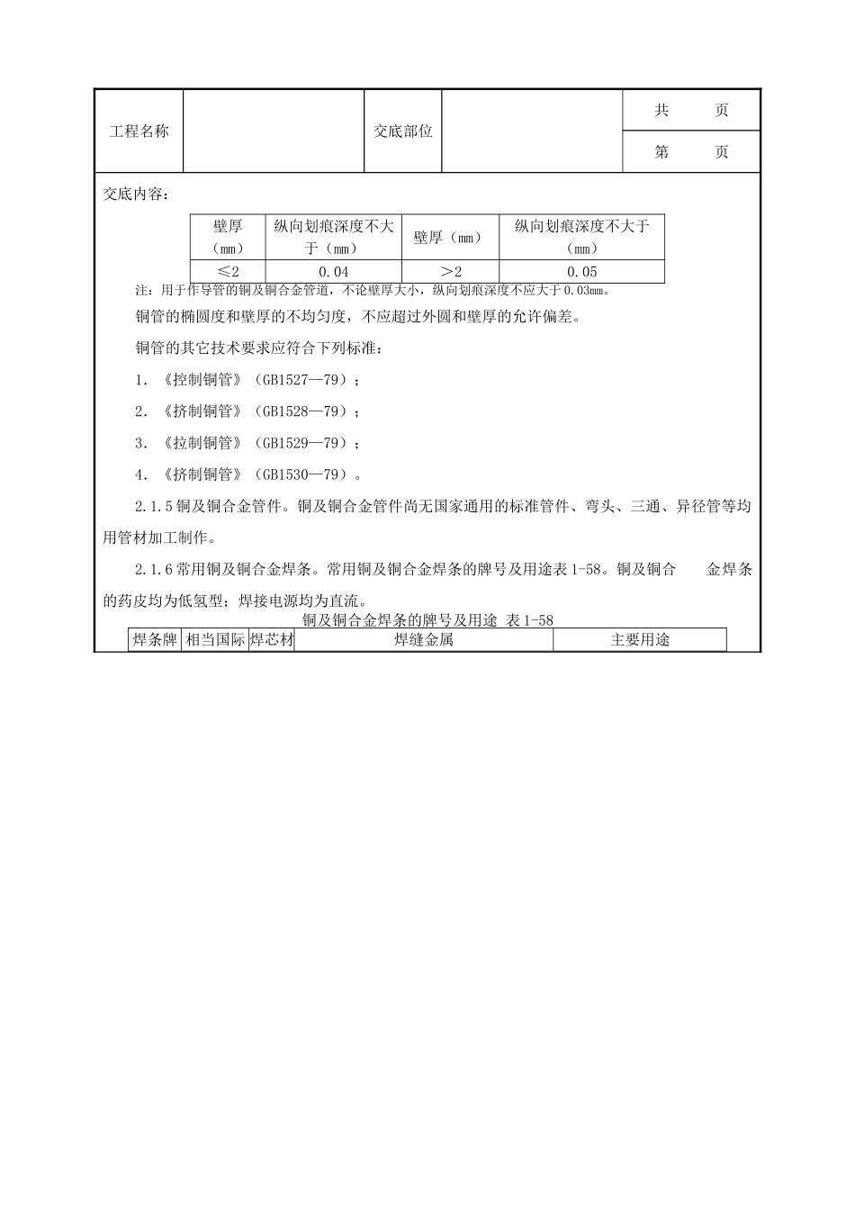 全套建筑工程、安装工程施工技术交底及安全交底-10   紫铜、黄铜管道安装质量管理.doc_第2页