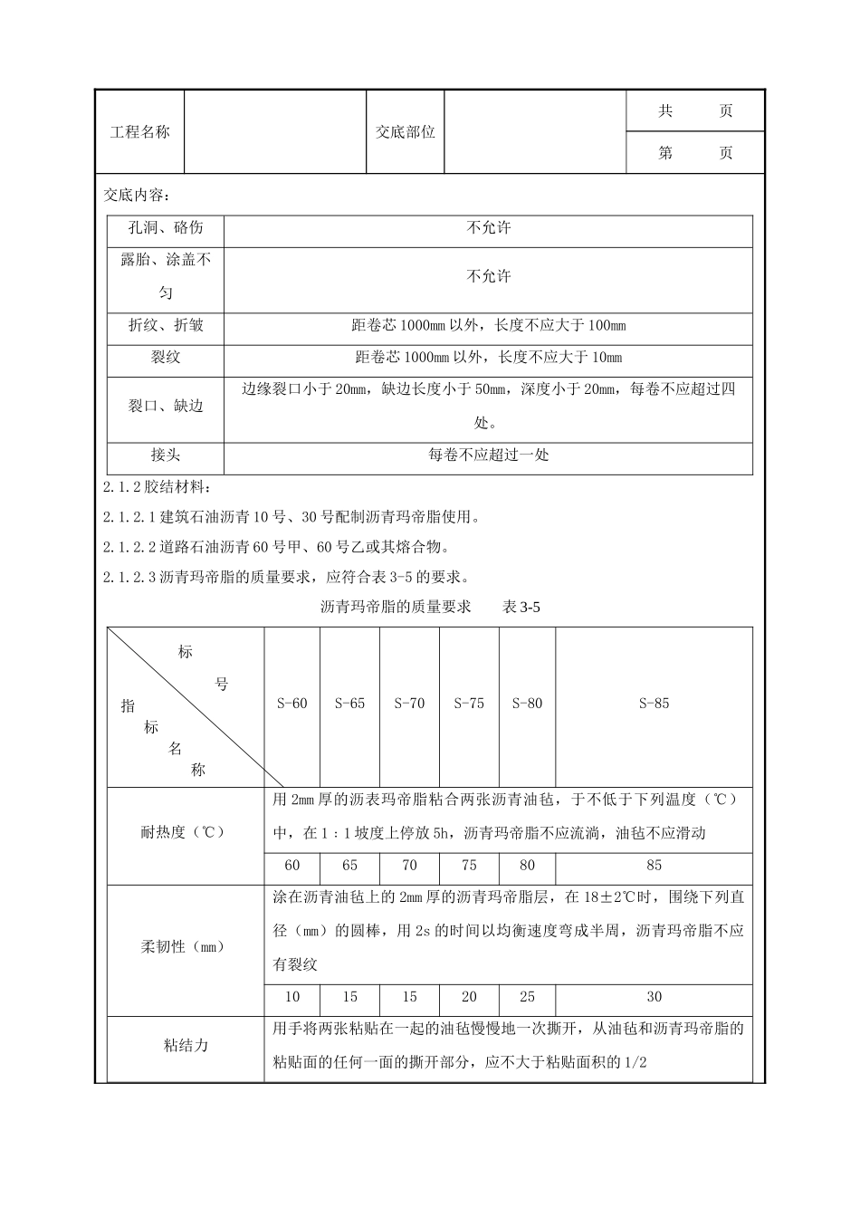 全套建筑工程、安装工程施工技术交底及安全交底-10-2 地下沥青油毡卷材防水层分项工程工艺标准.doc_第3页