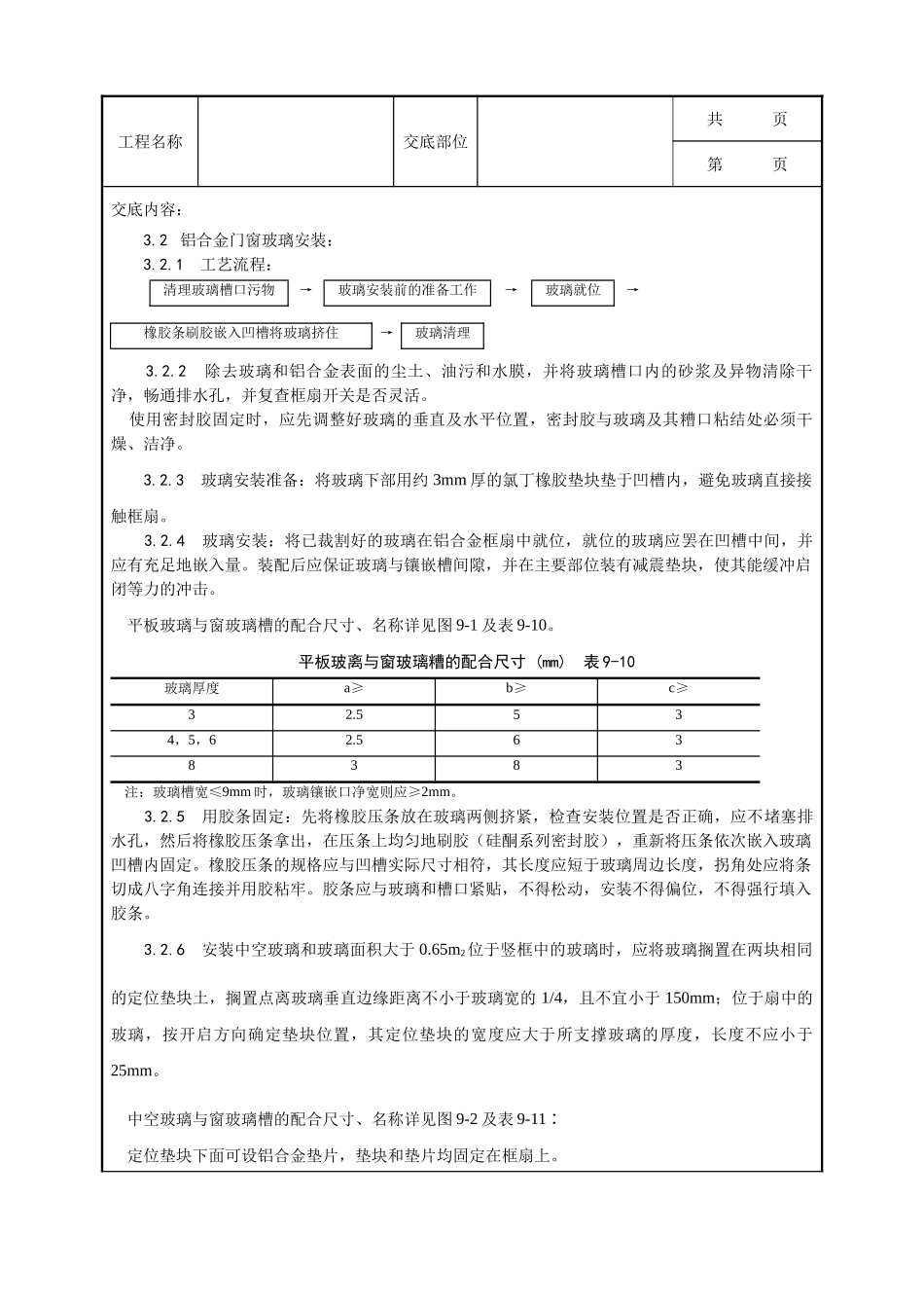 全套建筑工程、安装工程施工技术交底及安全交底-012_铝合金框、扇及塑料框、扇玻璃安装工艺.doc_第2页