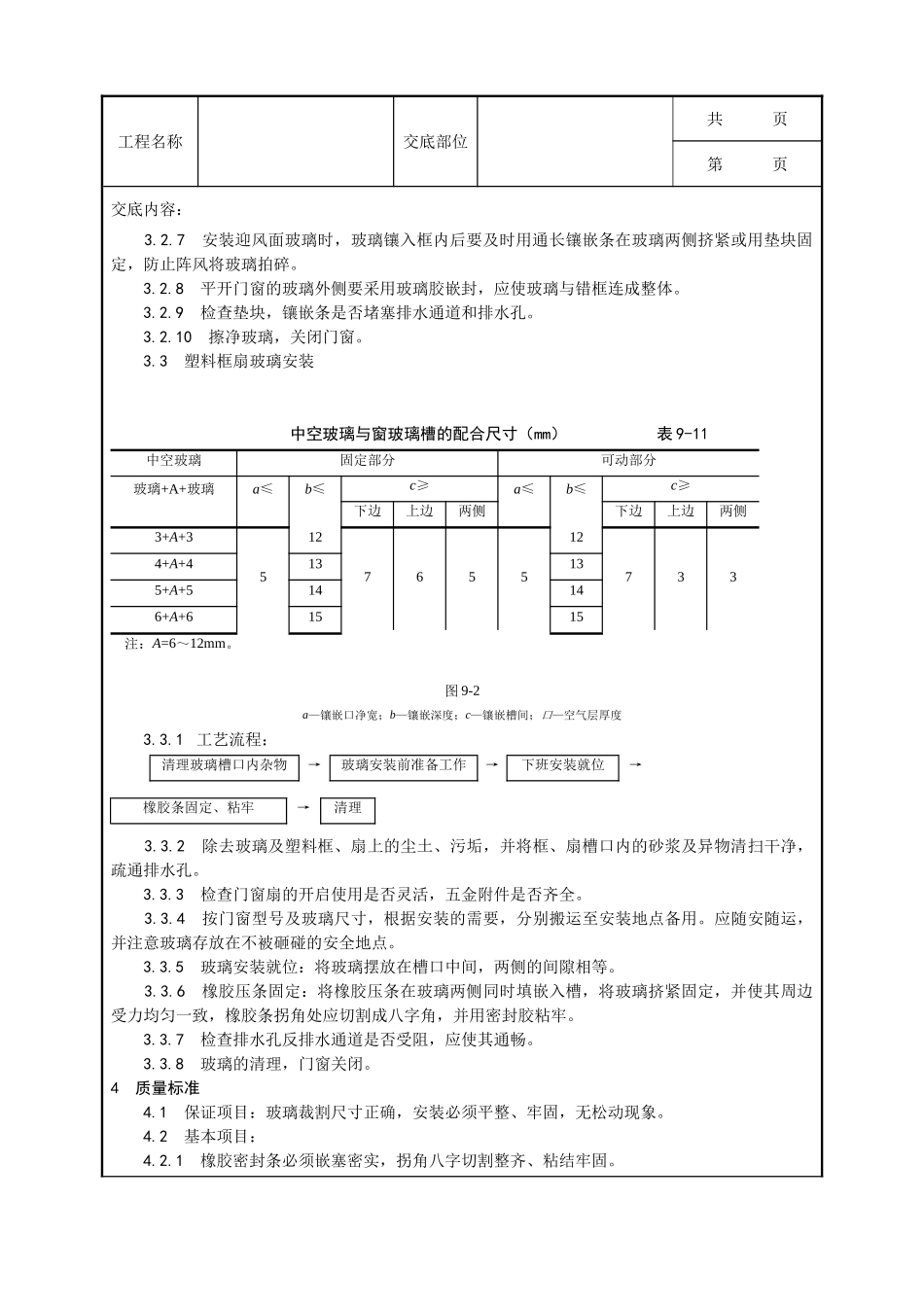 全套建筑工程、安装工程施工技术交底及安全交底-012_铝合金框、扇及塑料框、扇玻璃安装工艺.doc_第3页
