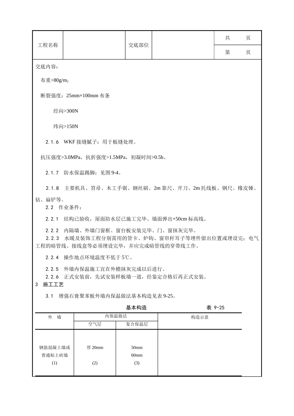 全套建筑工程、安装工程施工技术交底及安全交底-020_增强石膏聚苯复合板外墙内保温施工工艺.doc_第2页