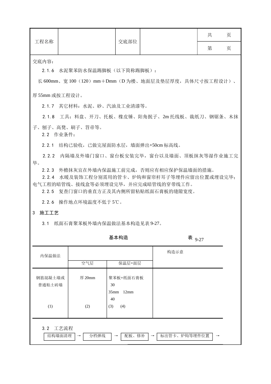 全套建筑工程、安装工程施工技术交底及安全交底-021_纸面石膏聚苯复合板外墙内保温墙面施工工艺.doc_第2页